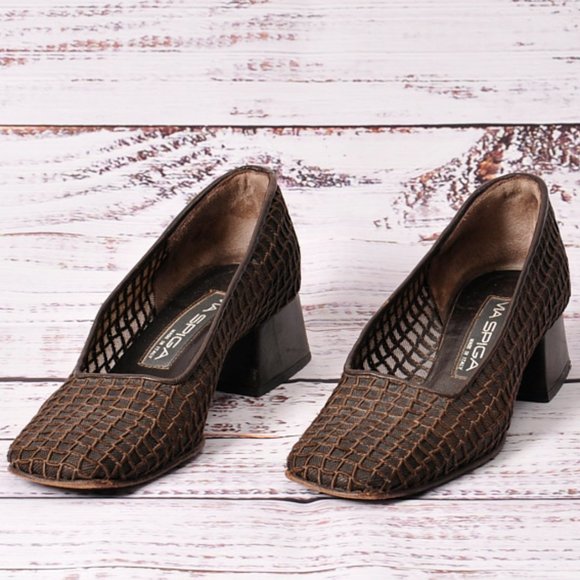Via Spiga, Brown Mesh Heel Shoe, 1.5" Heel, Size 6.5 - Picture 3 of 7